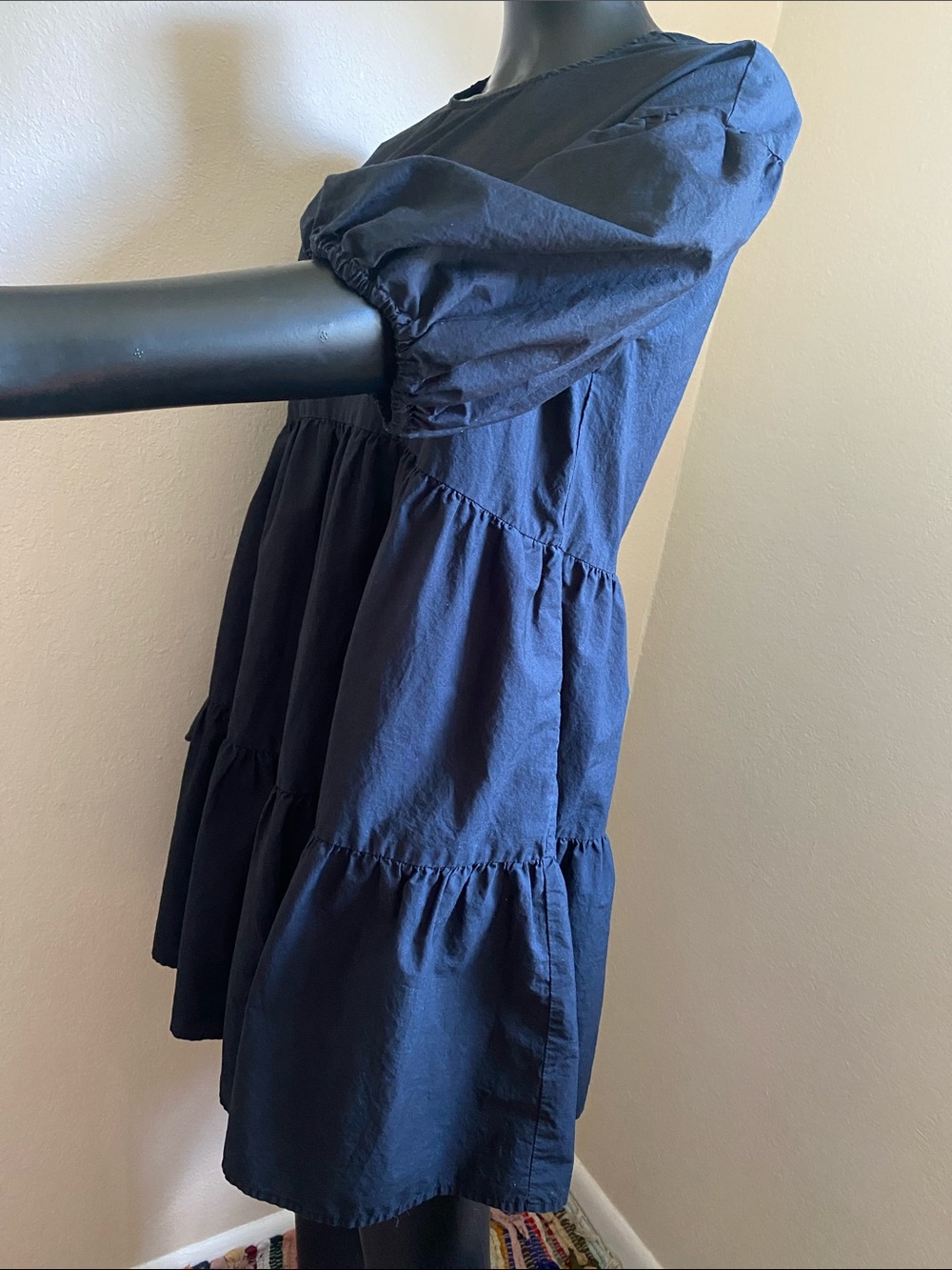 a new day Cotton Black Tiered Puff-Sleeve Casual Dress - Picture 4 of 10
